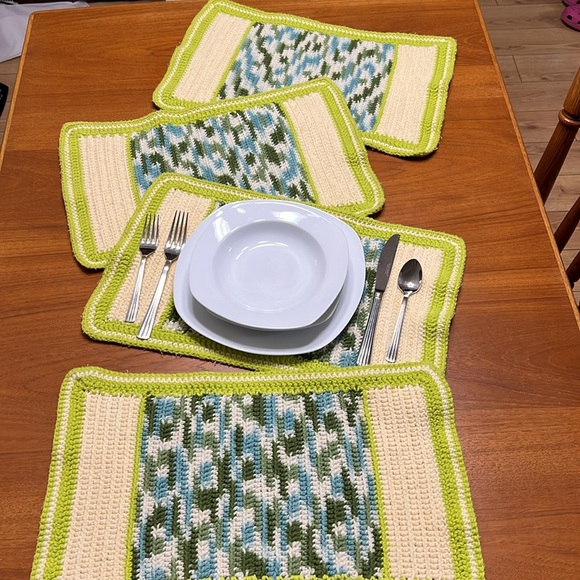 Vintage Other - Handmade Set of Four (4) Crochet Placemats Runners